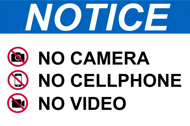 No Camera Cell Video Notice