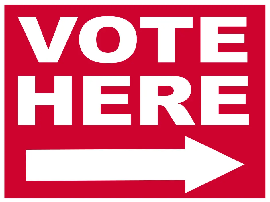 Vote Here with Arrow Yard Sign