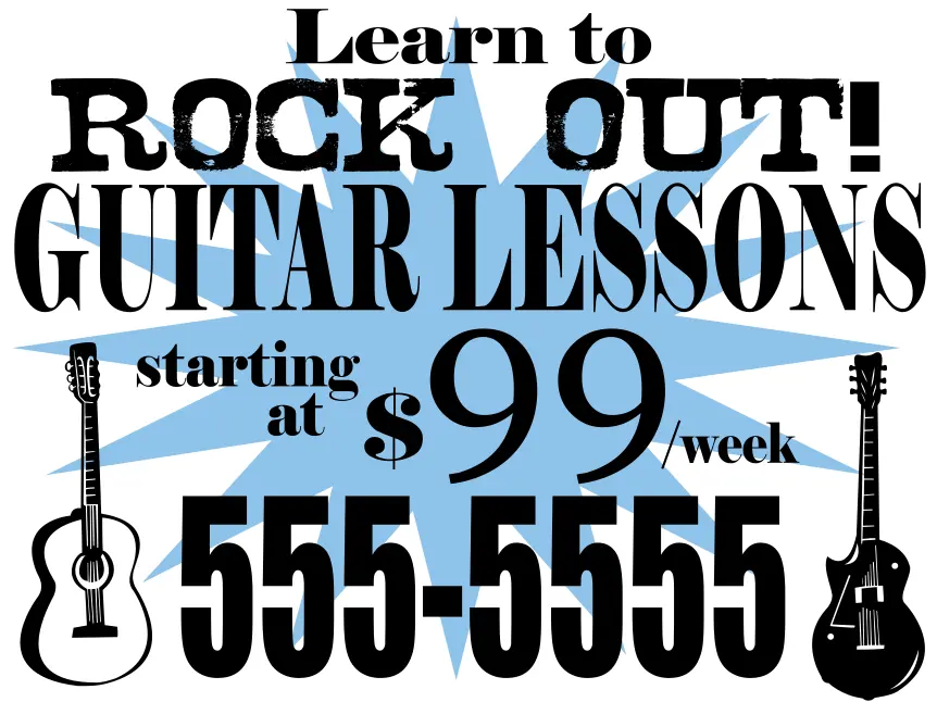 Guitar Lessons Yard Sign Template Guitar Lessons Yard Sign Template